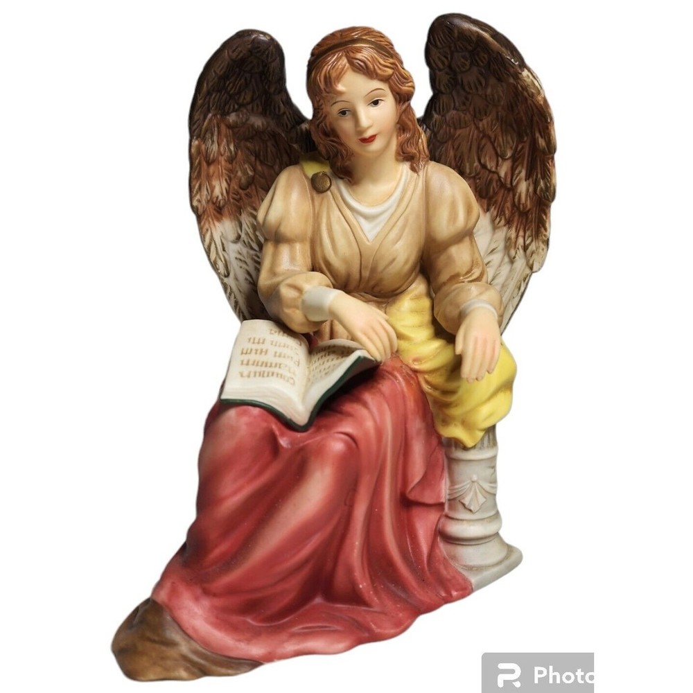Vtg O’Well Christmas Angel Seated Reading Bible Figurine Jesus Religions
